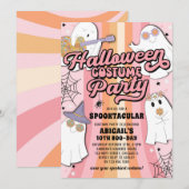 Invitation Costume d'Halloween rose super Fille Anniversaire (Devant / Derrière)