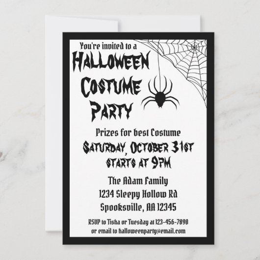 Invitation Costume d'Halloween Spider (Devant)