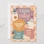 Invitation Costume d'Halloween super Retro Fantômes mignons (Devant)