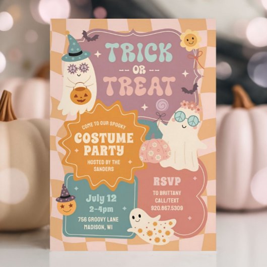 Invitation Costume d'Halloween super Retro Fantômes mignons