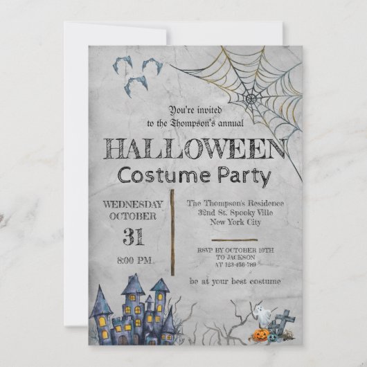 Invitation Costume d'Halloween vintage (Devant)