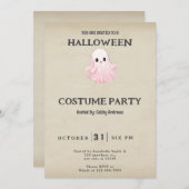 Invitation Costume d'Halloween Vintage Fantôme rose mou (Devant / Derrière)