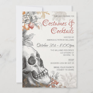 Invitation Costume élégant et cocktails Halloween adulte