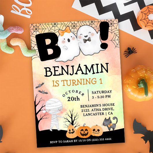 Invitation Costume enfant Halloween 1er anniversaire fête
