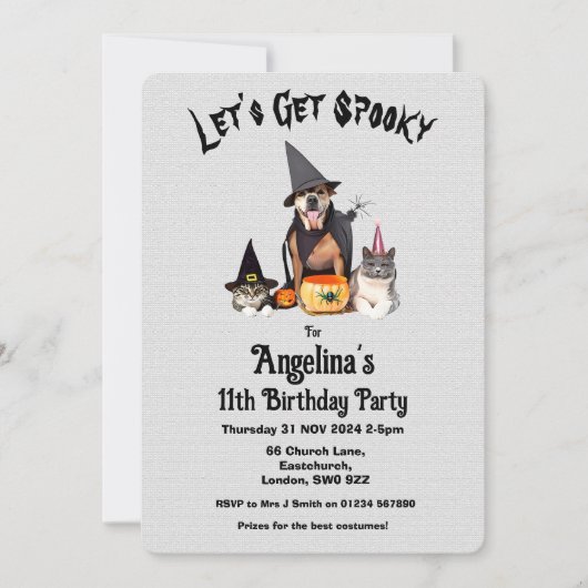 Invitation Costume enfant personnalisable Anniversaire (Devant)