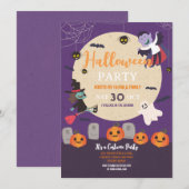 Invitation Costume Enfants Fête d'Halloween Citrouilles Fantô (Devant / Derrière)