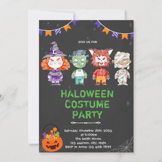 Invitation costume Halloween (Devant)