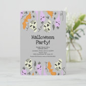 Invitation Costume Halloween fête Fantôme Crâne Doodles gris (Debout devant)