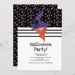 Invitation Costume Halloween Party Gnome Doodles Confetti