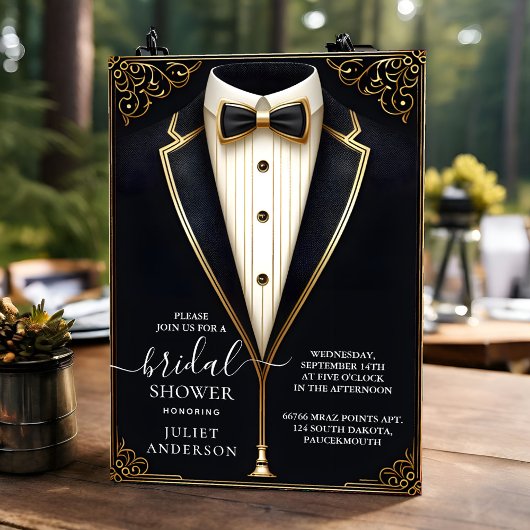 Invitation Costume Hommes Tuxedo Bold Cravate noire Fête des