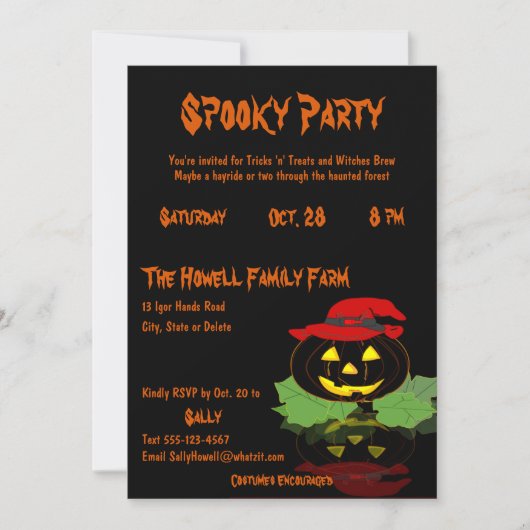 Invitation Costume Jack O'Lantern Fête d'Halloween (Devant)