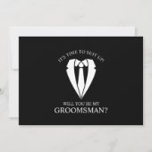 Invitation Costume Mariage noir et Cravate Groomsman Proposit (Devant)