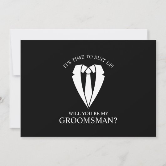 Invitation Costume Mariage noir et Cravate Groomsman Proposit (Devant)