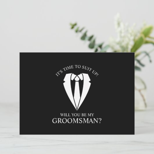 Invitation Costume Mariage noir et Cravate Groomsman Proposit (Debout devant)