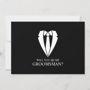 Invitation Costume Mariage noir et Cravate Groomsman Proposit