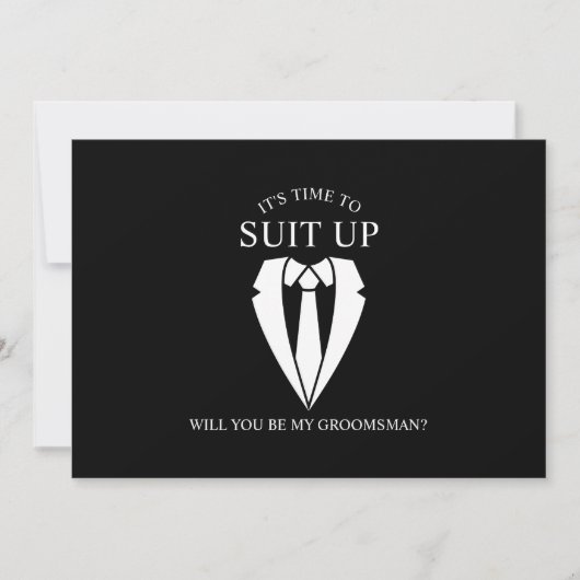 Invitation Costume Mariage noir et Cravate Groomsman Proposit (Devant)