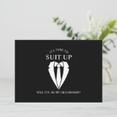 Invitation Costume Mariage noir et Cravate Groomsman Proposit (Debout devant)