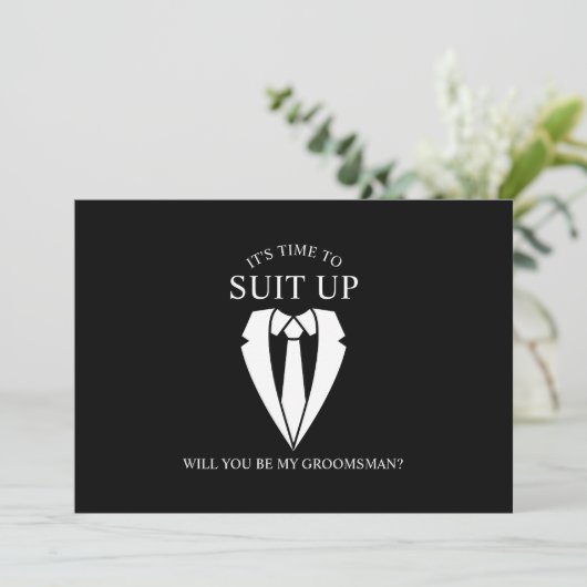 Invitation Costume Mariage noir et Cravate Groomsman Proposit (Debout devant)