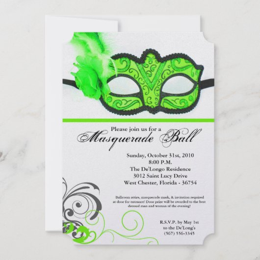 Invitation Costume Mascarade de boule de chaux Mascarade Hall (Devant)