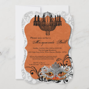Invitation Costume Mascarade Orange Mascarade Masque Hallowee