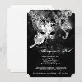 Invitation Costume Mascarade Papillon Argent Halloween (Devant / Derrière)