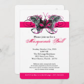 Invitation Costume Mascarade Papillon rose Halloween (Devant / Derrière)