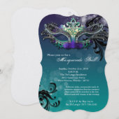 Invitation Costume Mascarade Turquoise pour l'Halloween (Devant / Derrière)