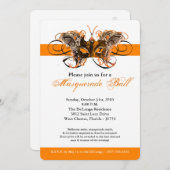 Invitation Costume Mascaré de papillon orange Halloween (Devant / Derrière)