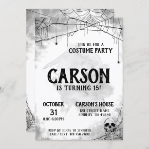 Invitation Costume noir et blanc Halloween fête d'anniversair