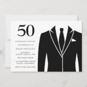 Invitation Costume noir et Cravate 50e anniversaire fête (Devant)