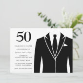Invitation Costume noir et Cravate 50e anniversaire fête (Debout devant)