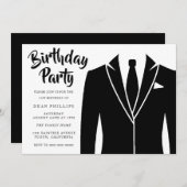 Invitation Costume noir et Cravate Toute l'année Fête d'anniv (Devant / Derrière)
