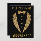 Invitation Costume Noir et Or Veux-Tu Être Mon Témoin (Devant / Derrière)