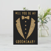 Invitation Costume Noir et Or Veux-Tu Être Mon Témoin (Debout devant)