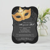 Invitation Costume noir Halloween de masque de boule de (Debout devant)
