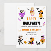Invitation Costume orange violet noir Fête d'Halloween (Devant / Derrière)