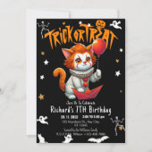Invitation Costume ou traitement Halloween Chat Anniversaire (Devant)