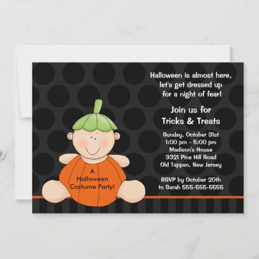 Invitation Costume party d'Halloween Cute Citrouil (Devant)