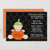 Invitation Costume party d'Halloween Cute Citrouil (Devant / Derrière)