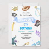 Invitation Costume Party Enfants Bleu Garçon se vêtir Anniver (Devant)