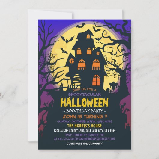 Invitation Costume pour enfants Spooktacular Halloween fête d (Devant)