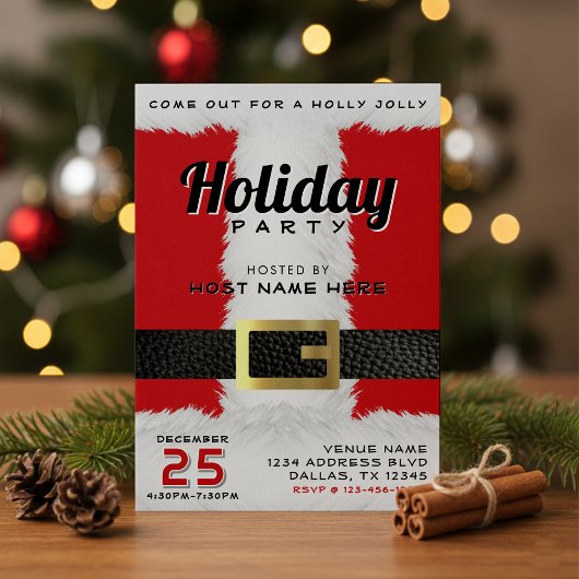 Invitation Costume Santa Claus Rouge & Blanc Noël