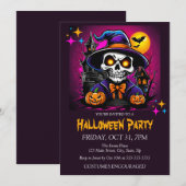 Invitation Costume squelette hanté Fête d'Halloween (Devant / Derrière)