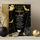Invitation Costumes & Cocktails Black & Gold Halloween Party