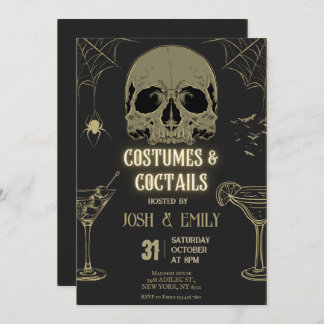 Invitation Costumes & Cocktails Halloween Adulte Party Scull