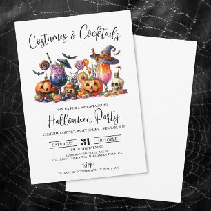 Invitation Costumes Cocktails Soirée d'Halloween pour Adultes