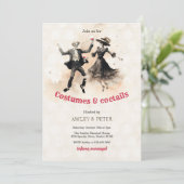 Invitation Costumes & Cocktails Vintage Squelette Halloween (Debout devant)