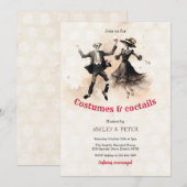 Invitation Costumes & Cocktails Vintage Squelette Halloween (Devant / Derrière)