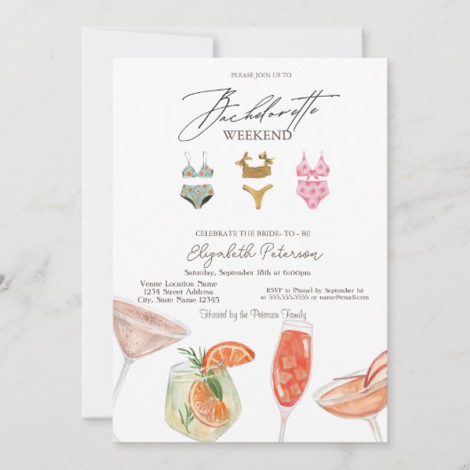 Invitation Costumes de bain Cocktails Bachelorette Party (Devant)