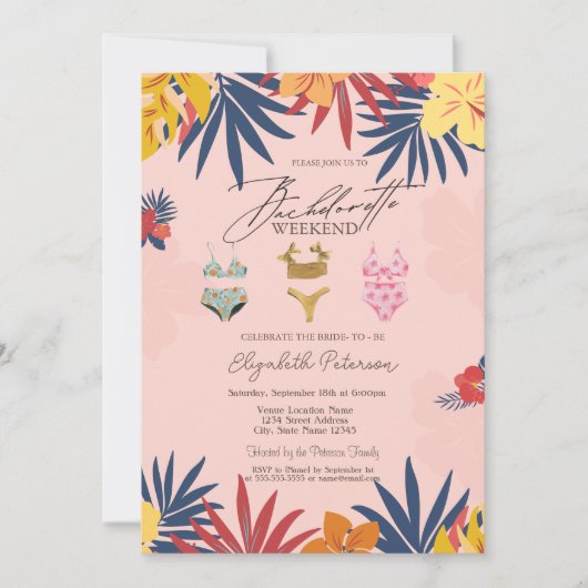 Invitation Costumes de bain Feuille Fleurs Bachelorette Party (Devant)